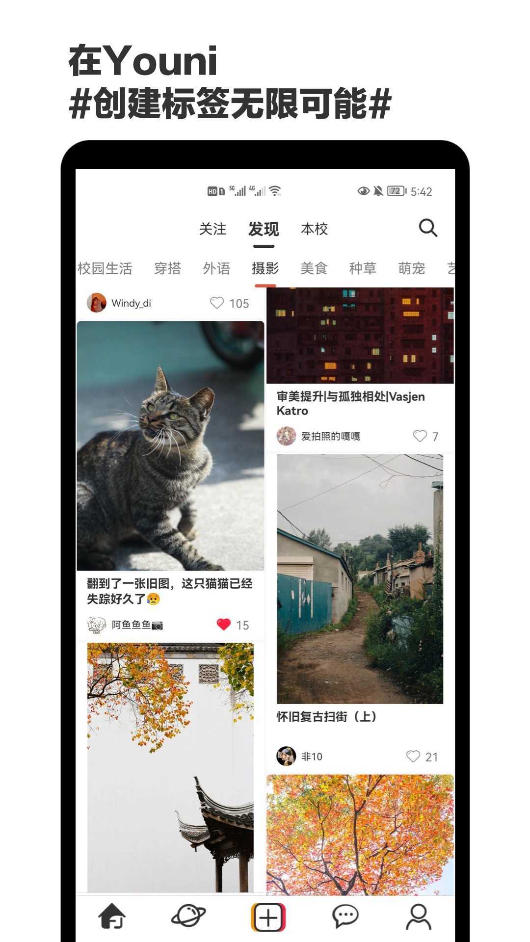 Youni大学生文艺潮流社区app