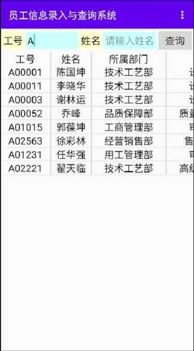 员工信息录入与查询系统精简版